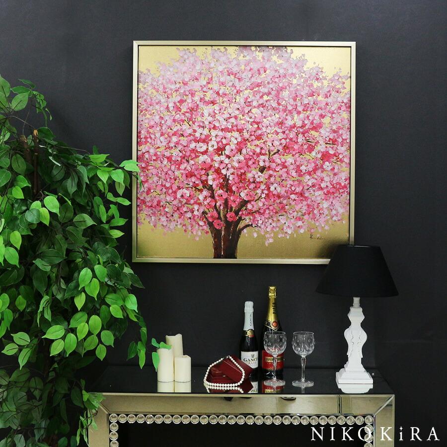 絵画 オイルペイントアート「ゴールデン サクラ」 桜 油絵 ユーパワー オイルペイントアート「ゴールデン サクラ」 | ユーパワー