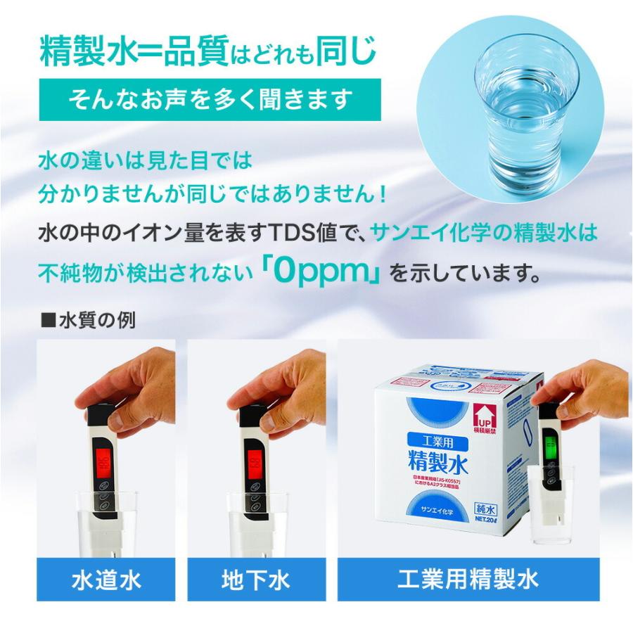 精製水 20l 車 工業用 20L × 5箱 コックなし サンエイ化学 洗車 窓拭き