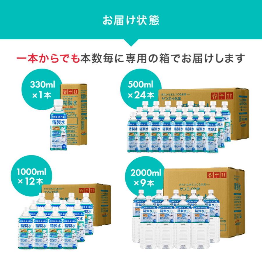 精製水 2l 呼吸器用 2L × 9本 サンエイ化学 cpap 日本薬局方 純水 医療用 化粧 睡眠時 無呼吸症候群 吸入器｜seiseisui｜17