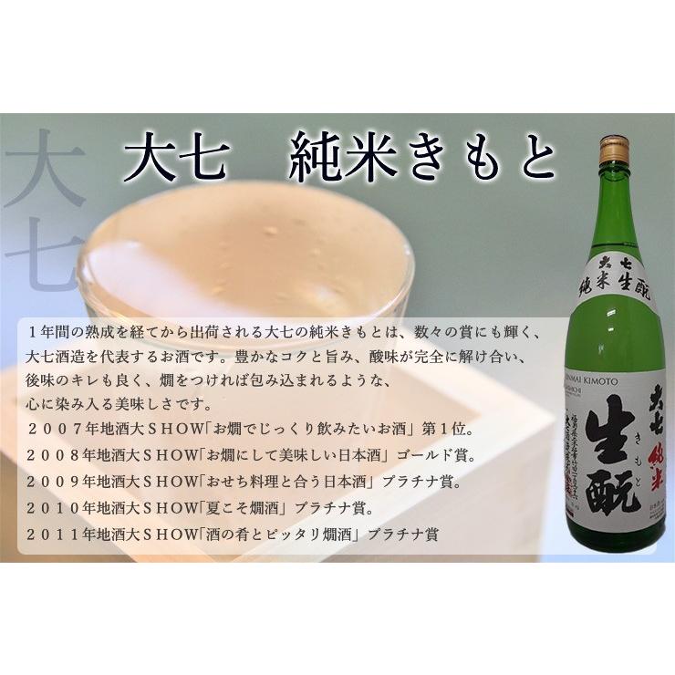 大七 日本酒 福島 純米酒 辛口 純米きもと 720ml 箱付 お燗で美味い