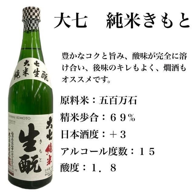 日本酒 福島 純米酒 辛口 大七 純米きもと 720ml 箱付 お燗で美味い 地酒｜seishuya｜04