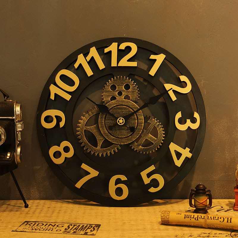 欧米風古いギア 工業 壁掛け時計 掛け時計 かけ時計 おしゃれ 壁飾り 北欧 おしゃれ ウォールクロック プレゼント ギフト｜seisin39｜04