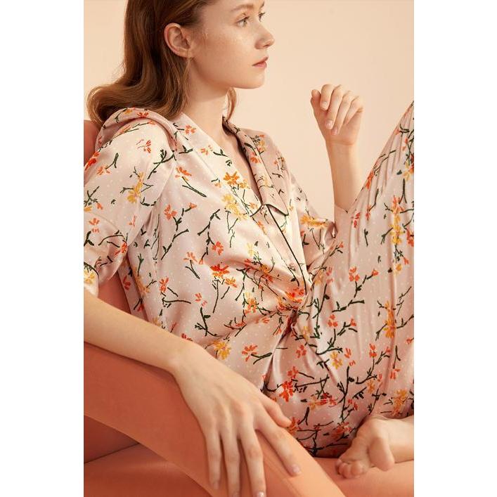 シルクパジャマ レディースパジャマ シルク100%パジャマ 繻子織り