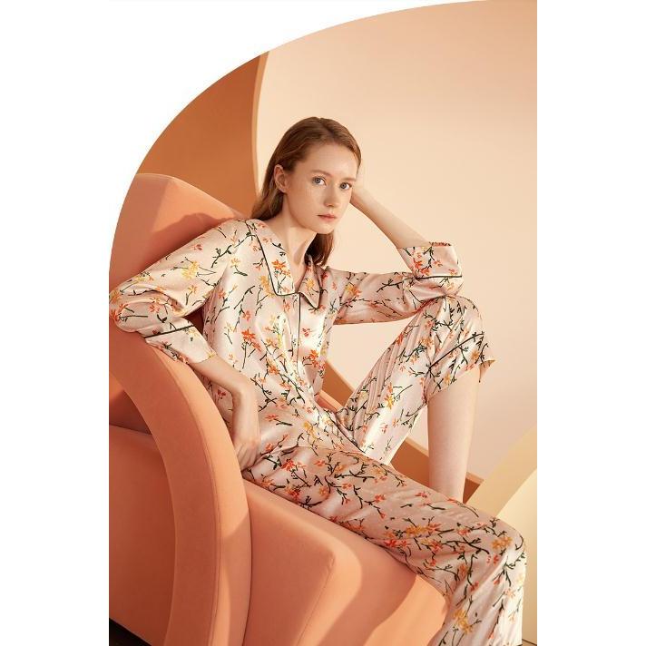 シルクパジャマ レディースパジャマ シルク100%パジャマ 繻子織り