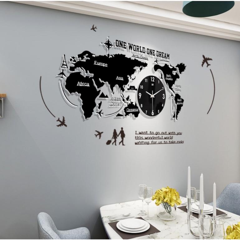 世界地図 壁時計 壁掛け時計 北欧世界時計 プレゼント 寝室 リビング壁