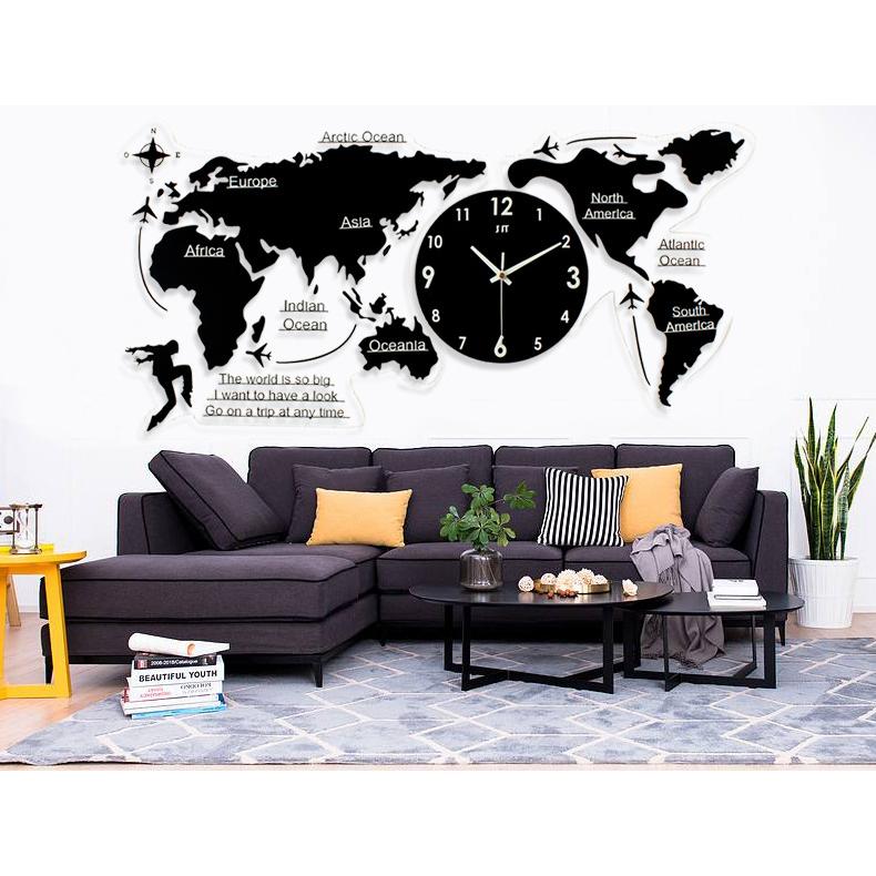 世界地図 壁時計 壁掛け時計 北欧世界時計 世界地図 プレゼント 寝室 