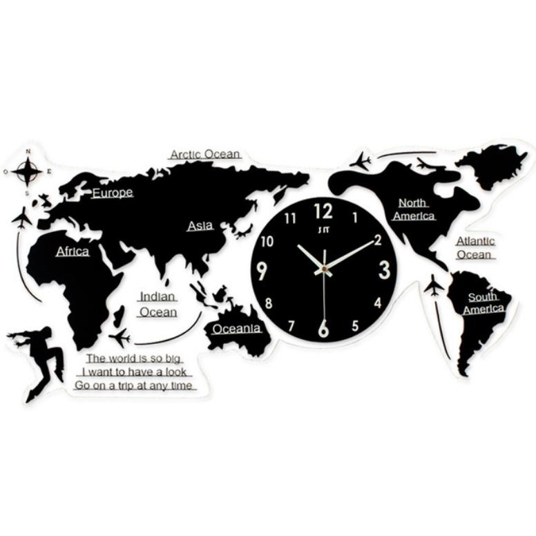 世界地図 壁時計 壁掛け時計 北欧世界時計 プレゼント 寝室 リビング壁