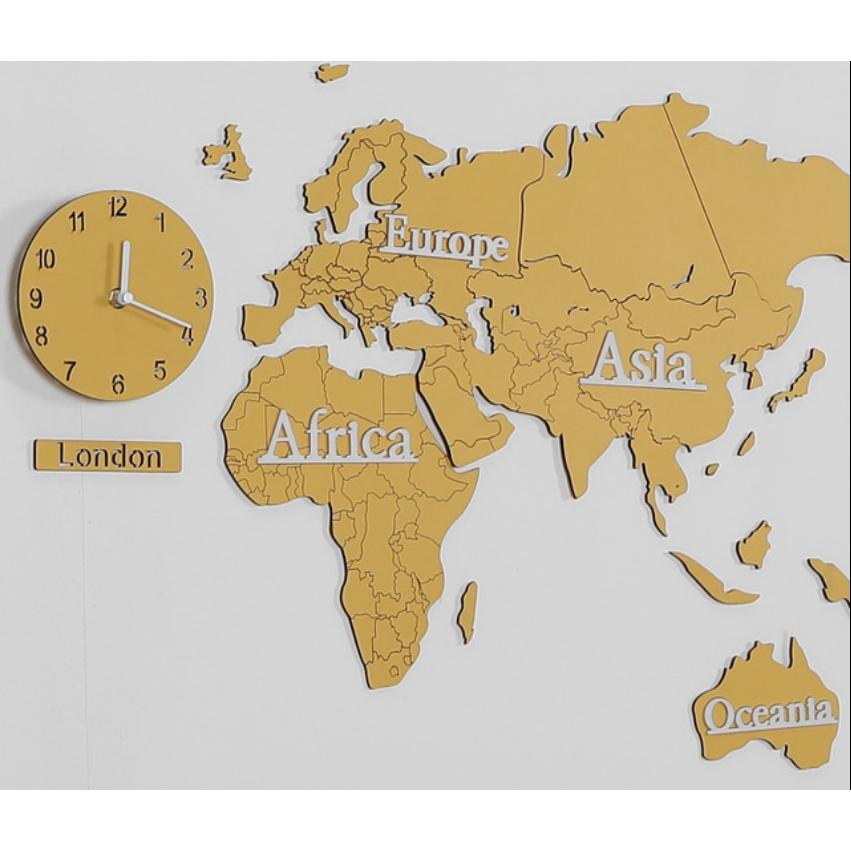 北欧式 世界地図 3D壁掛け時計 クリエイティブ個性 &7\