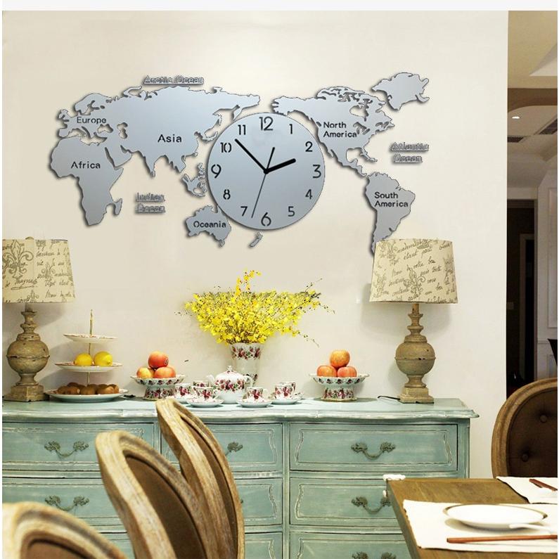 世界地図壁時計 壁掛け時計 北欧世界時計 世界地図 ナチュラル
