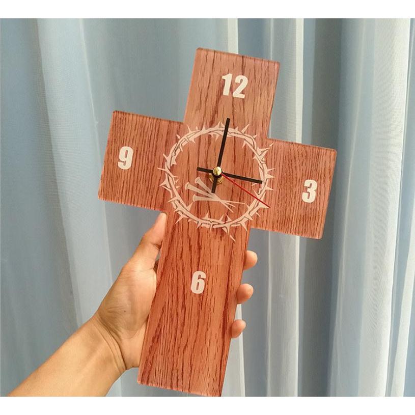 キリスト十字架 100%木製 壁掛け時計 掛け時計 かけ時計 壁飾り 北欧 おしゃれ プレゼント ギフト｜seisin39｜02
