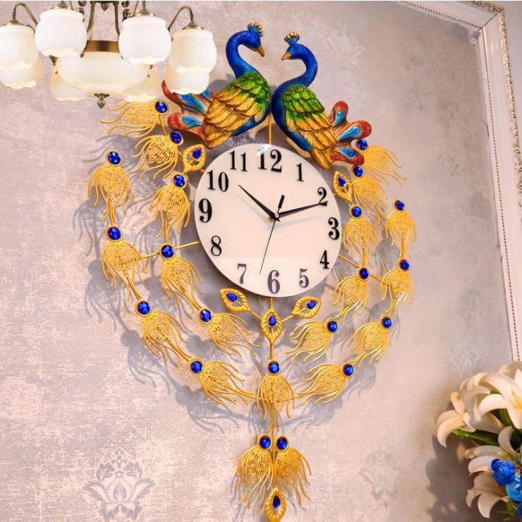 孔雀の壁掛け時計 掛け時計 かけ時計 壁飾り 北欧 おしゃれ プレゼント