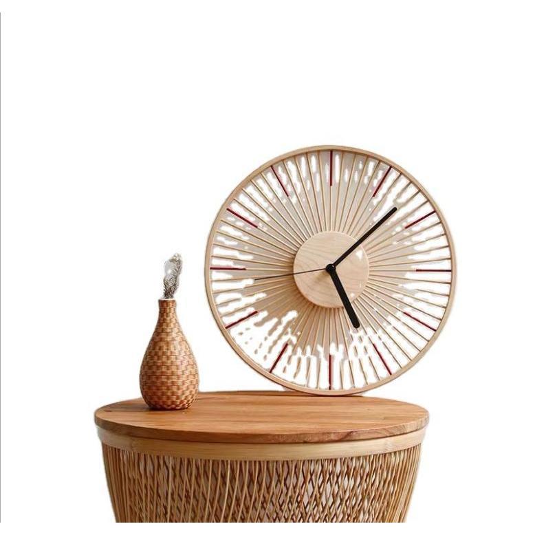 木材の壁掛け時計 竹木の掛け時計 かけ時計 おしゃれ 壁飾り 北欧