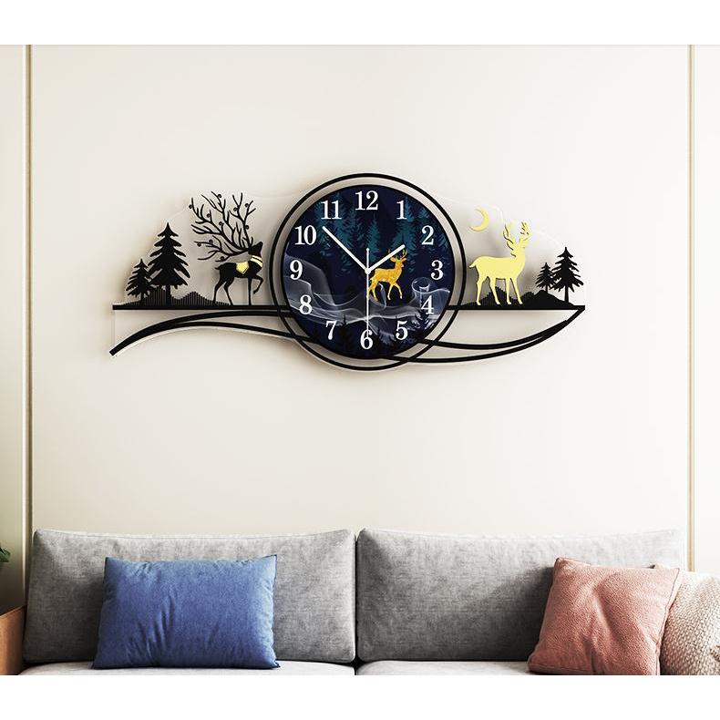 森と鹿の壁掛け時計 掛け時計 かけ時計 おしゃれ 壁飾り 北欧 おしゃれ