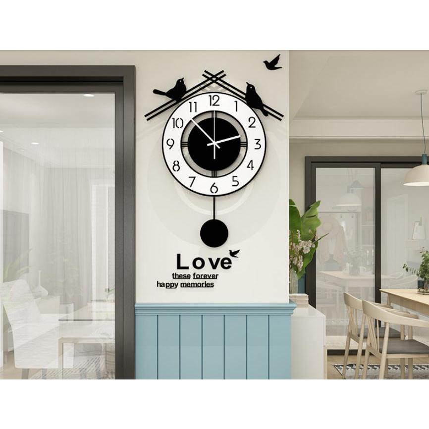 ダブル鳥の壁掛け時計 掛け時計 かけ時計 おしゃれ 壁飾り 北欧 おしゃれ 新婚プレゼント ギフト 北欧芸術風 B21m49 天使closet 通販 Yahoo ショッピング