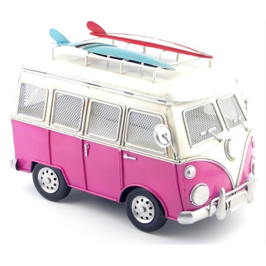 ワーゲン バス Volkswagen bus グリーン ブリキ製 オールドカー ビンテージカー (全て手作り) mot192