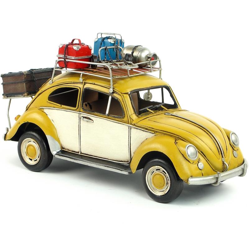 フォルクスワーゲン ビートル Beetle travel car ブラウン ブリキ製 オールドカー ビンテージカー (全て手作り)mot195｜seisin39｜04