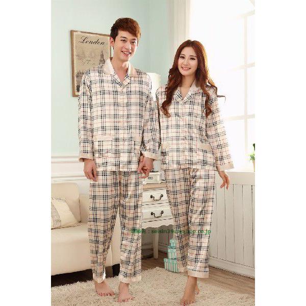 ペアパジャマ カップルパジャマ シルクパジャマ 2セット pm44