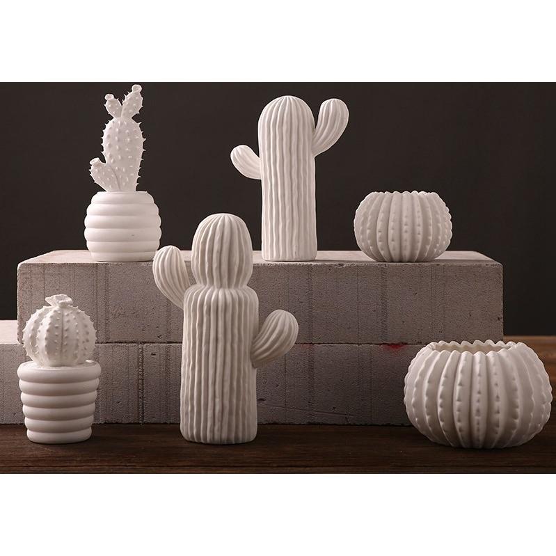 サボテン 置物 白 シロ オブジェ インテリア 雑貨 置き物 誕生日