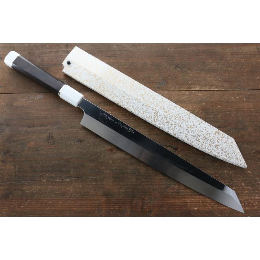 堺 孝行 真打 水本焼 白ニ鋼 鏡面仕上げ 切付柳刃包丁 300mm 鞘付き