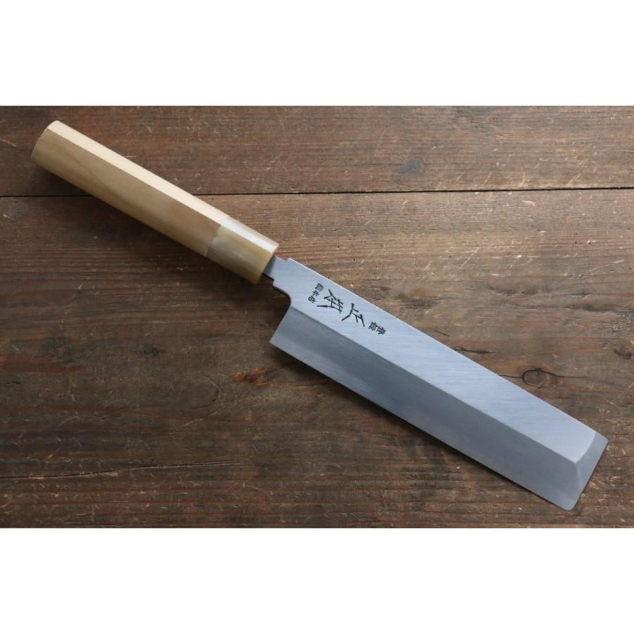 正本総本店 本霞 白一鋼 角型薄刃包丁 180mm 朴柄 : 清助刃物