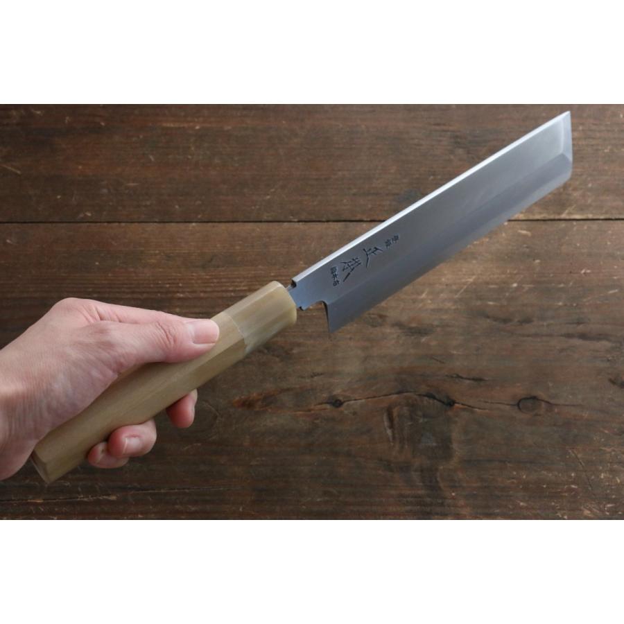 正本総本店 本霞 白一鋼 角型薄刃包丁 180mm 朴柄 : 清助刃物