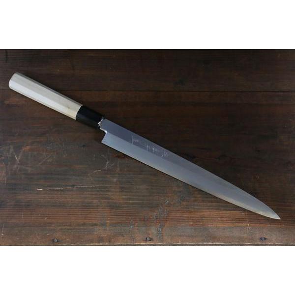 新品未使用 清助刃物堺 孝行 シェフシリーズ 銀三鋼 柳刃包丁 朴柄