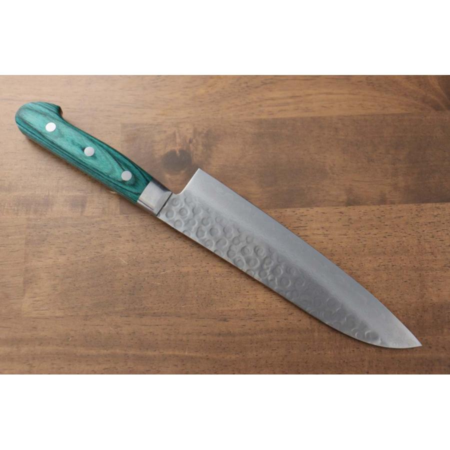 堺 孝行 V金10号 17層ダマスカス 三徳包丁 和包丁 170mm 緑合板 堺 孝行 V金10号 17層ダマスカス 三徳包丁 和包丁 170mm 緑合板