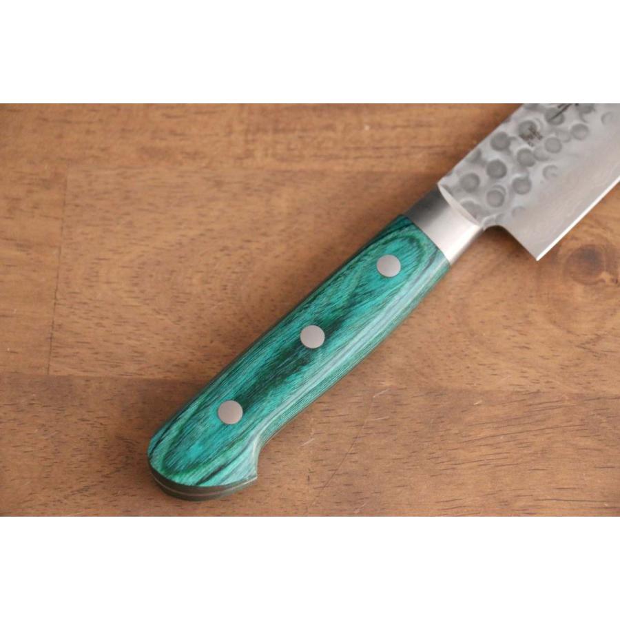 堺 孝行 V金10号 17層ダマスカス 筋引包丁 和包丁 240mm 緑合板柄