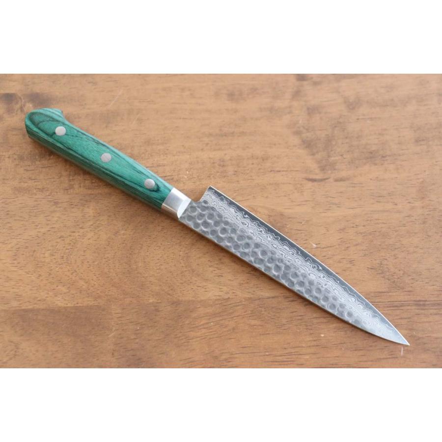 堺 孝行 V金10号 17層ダマスカス ペティーナイフ 和包丁 135mm 緑合板