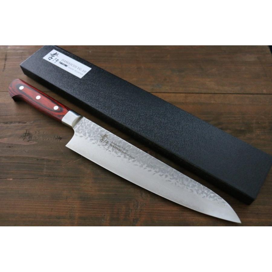 堺孝行 和牛刀 包丁 VG10ダマスカス鋼３３層 240mm 堺 孝行 VG10 33層 ダマスカス 牛刀包丁 240mm マホガニー柄 : 清助