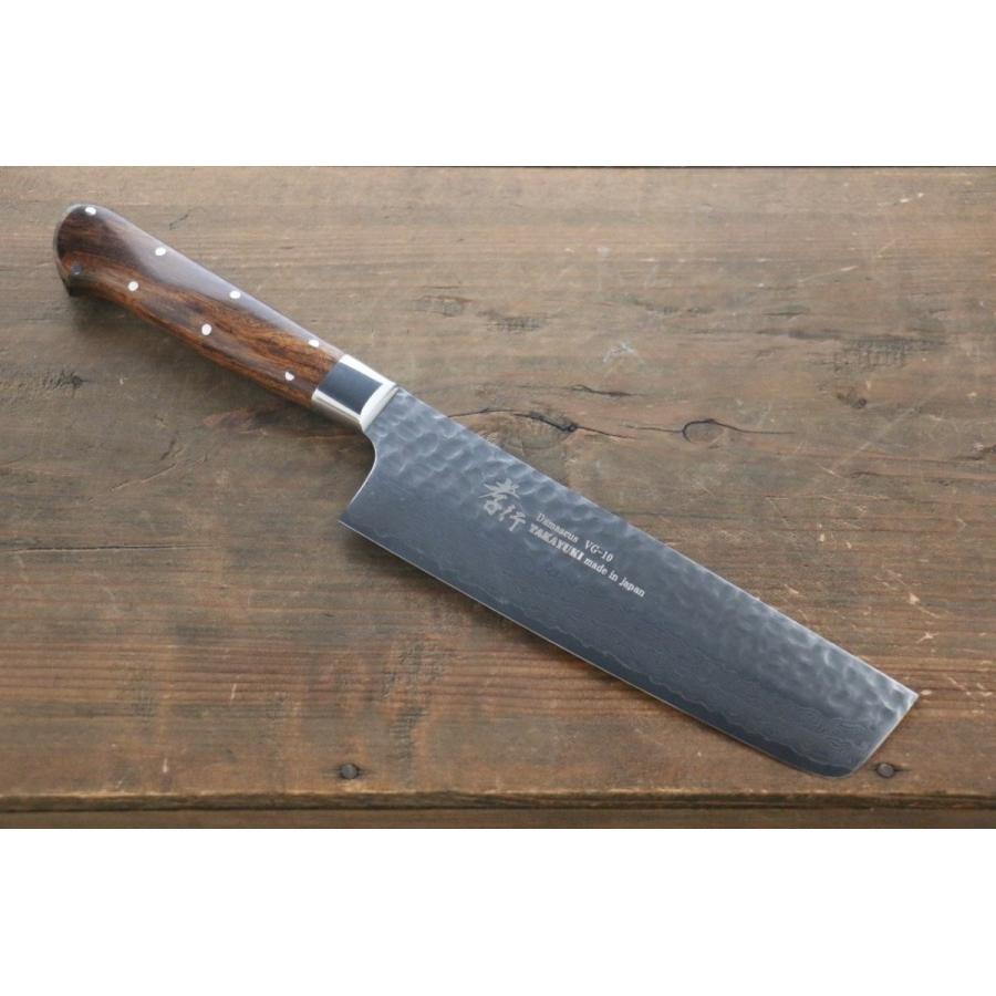 堺 孝行 菜切包丁 VG-10 梨地 160mm 黒檀一体型柄 青木刃物製作所
