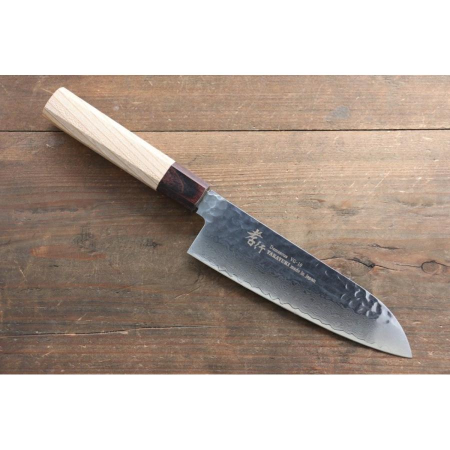 堺 孝行 V金10号33層 ダマスカス 三徳包丁 170mm ケヤキ柄 : 清助刃物