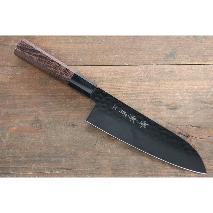 堺 孝行 黒影 V金10号 鎚目 テフロン加工 三徳包丁 170mm タガサヤン柄