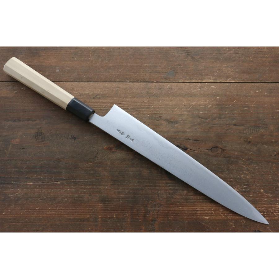 堺 菊守 青一鋼 ダマスカス 筋引包丁 270mm 朴柄 : 清助刃物 - 通販