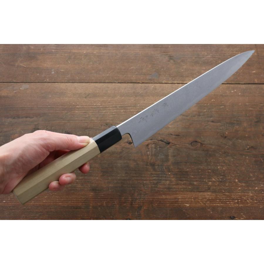 堺 菊守 青一鋼 ダマスカス 筋引包丁 270mm 朴柄 : 清助刃物 - 通販
