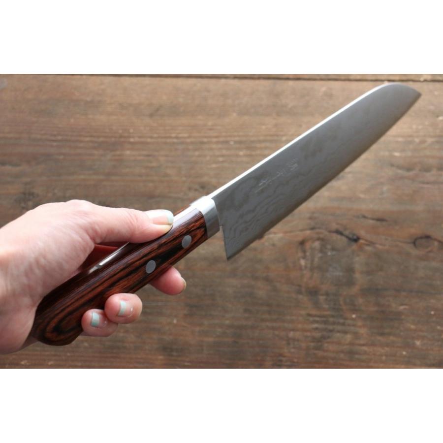 訓平 鍛造 V金1号 ダマスカス 三徳包丁 和包丁 170mm マホガニー柄 |  | 07