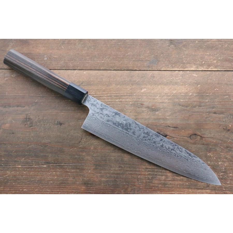 黒崎 真 V金10号 ダマスカス 牛刀包丁 210mm 黒檀柄 : 清助刃物