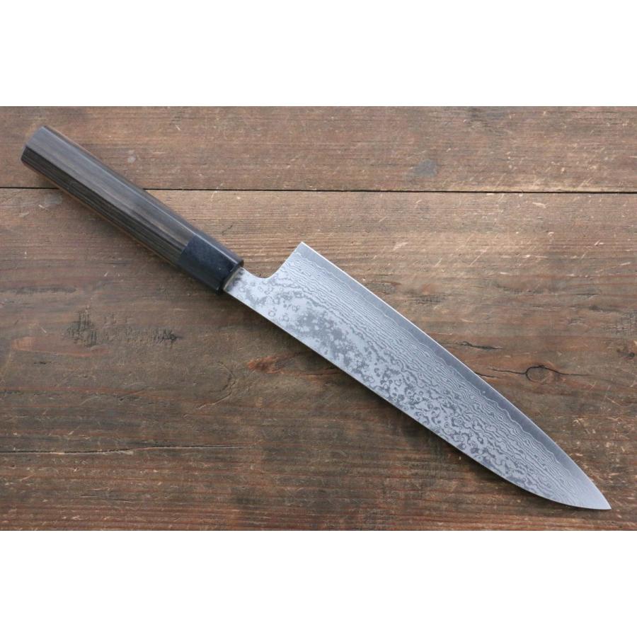 黒崎 真 V金10号 ダマスカス 牛刀包丁 210mm 黒檀柄 : 清助刃物