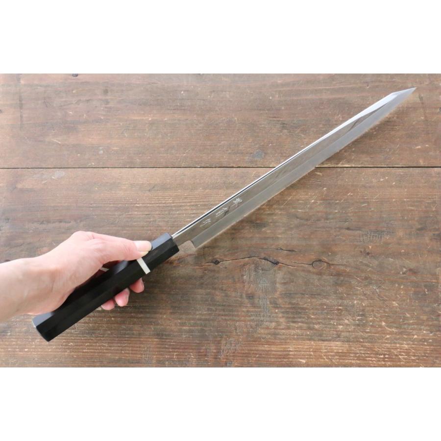 堺 菊守 R2/SG2 鏡面仕上げ 切付柳刃包丁 300mm 黒檀柄 (白輪 堺 菊守 R2/SG2 鏡面仕上げ 切付柳刃包丁 300mm 黒檀柄 (白輪