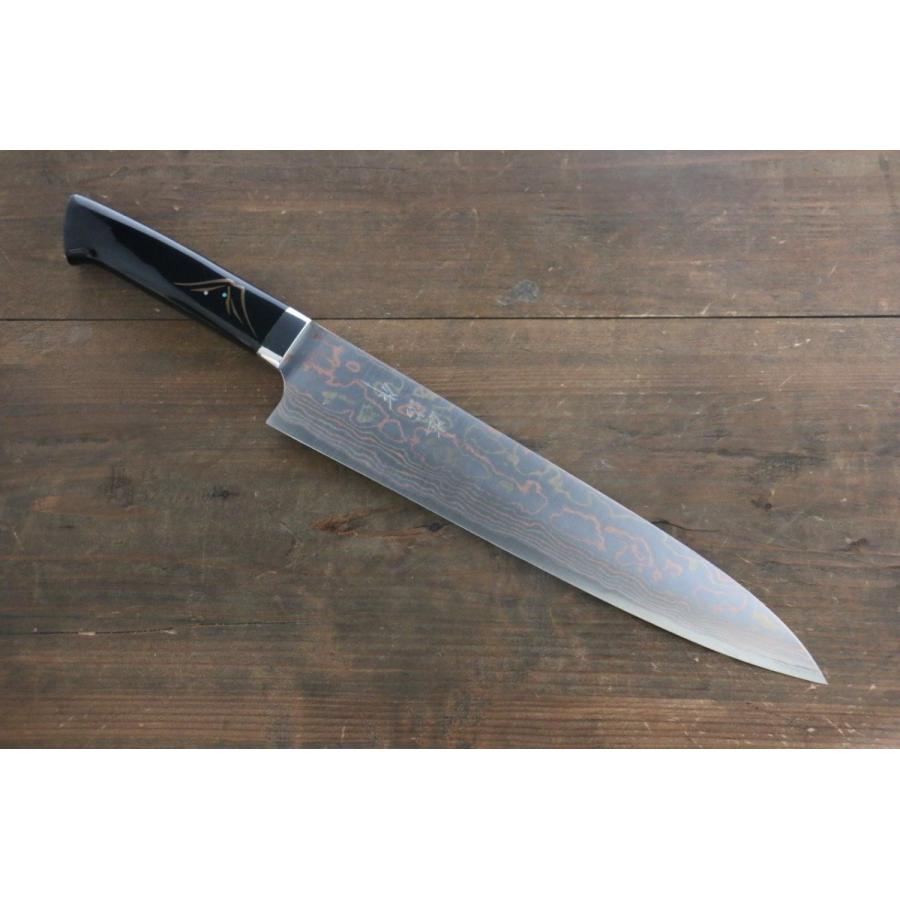 最安値❕ 佐治 武士 有色ダマスカス 牛刀包丁 270mm 蒔絵 【FKP2480991902】(89586円)