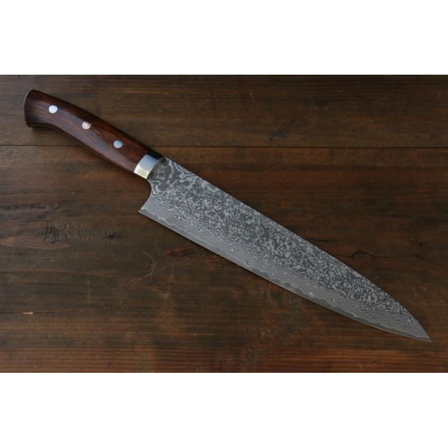 佐治 武士 R2/SG2 黒ダマスカス 牛刀包丁 240mm アイアンウッド柄