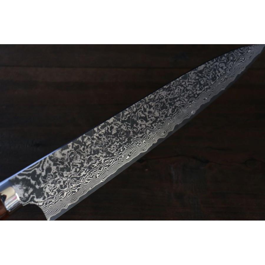 佐治 武士 R2/SG2 黒ダマスカス 牛刀包丁 240mm アイアンウッド柄