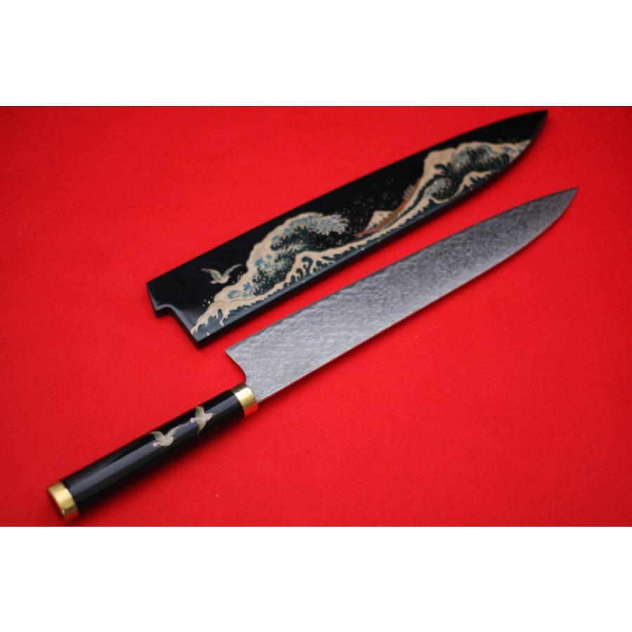 佐治 武士 R2/SG2 牛刀包丁 蒔絵 (富士山と波) 300mm : 清助刃物