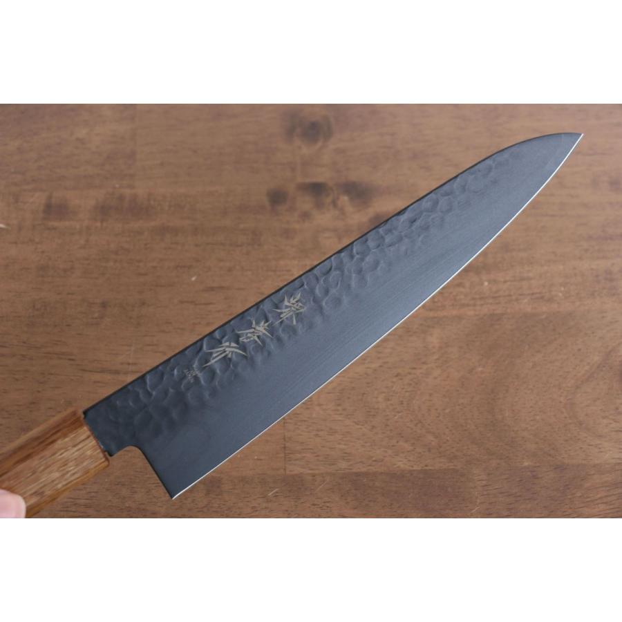 堺 孝行 黒影 V金10号 鎚目 テフロン加工 牛刀包丁 和包丁 210mm 樫焼
