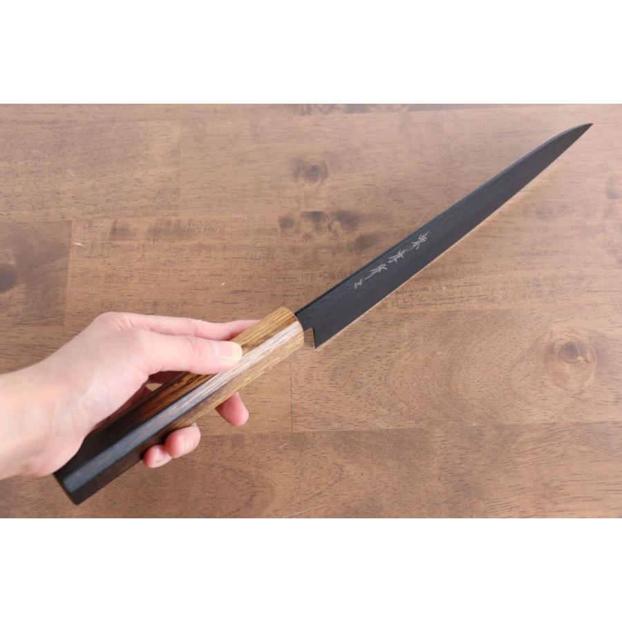 堺 孝行 黒影 V金10号 鎚目 テフロン加工 牛刀包丁 和包丁 210mm 樫焼