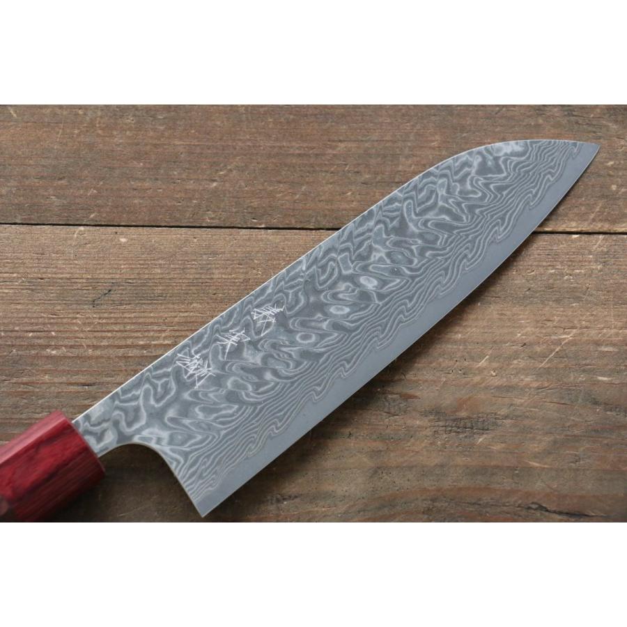 加藤 義実 R2/SG2 ダマスカス 三徳包丁 170mm 赤ホンジュラスローズ