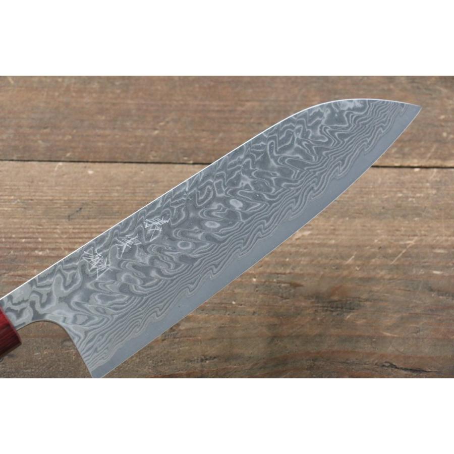 加藤 義実 R2/SG2 ダマスカス 三徳包丁 170mm 赤ホンジュラスローズ