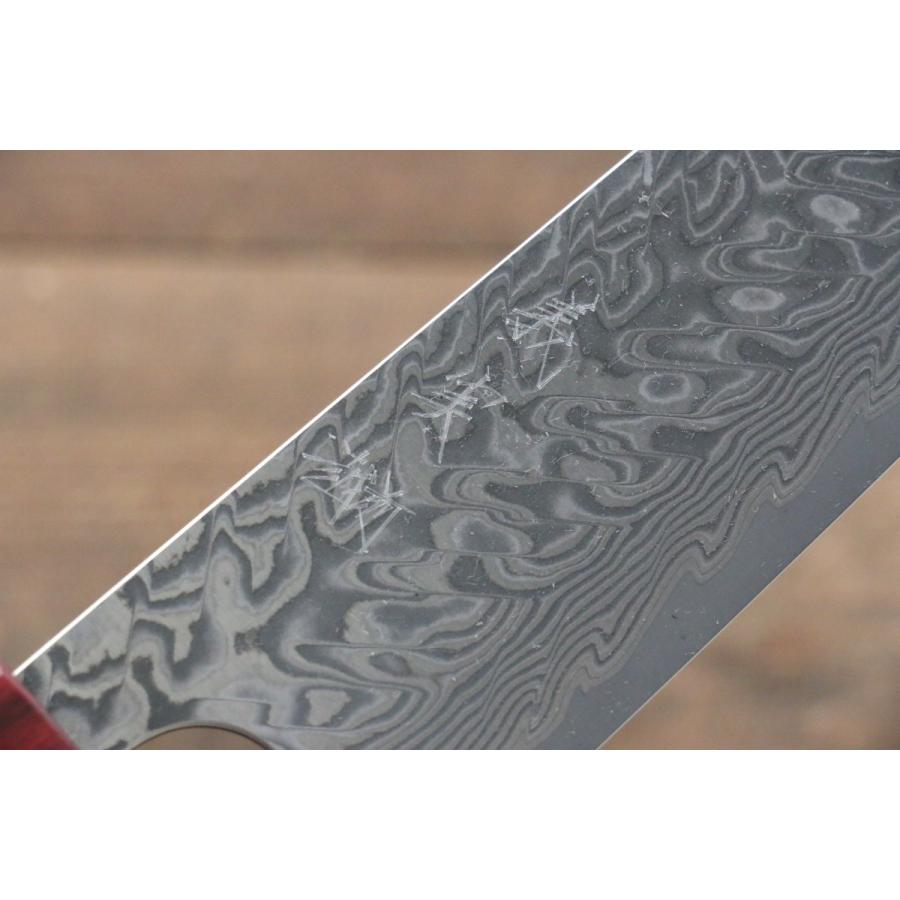 加藤 義実 R2/SG2 ダマスカス 三徳包丁 170mm 赤ホンジュラスローズ