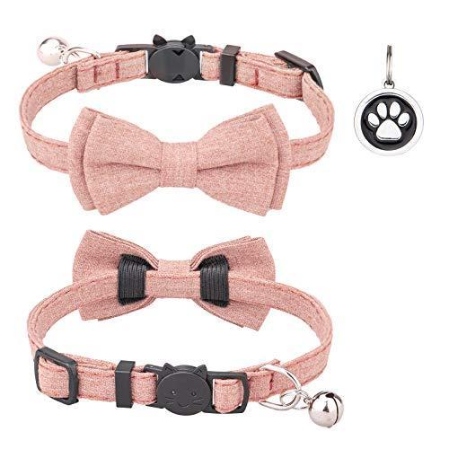 猫 首輪 ネコ 猫用 子犬 新作 人気 迷子札付き リボン付き 軽量 鈴付き 