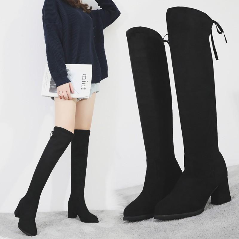 秋冬新作 超ロングブーツ レディース ニーハイブーツ 無地 ハイヒール チャンキーヒール ソックス ブーツ おしゃれ 美脚 代30代40代 スレンダーライン 1750 1723 成宇合同会社 通販 Yahoo ショッピング